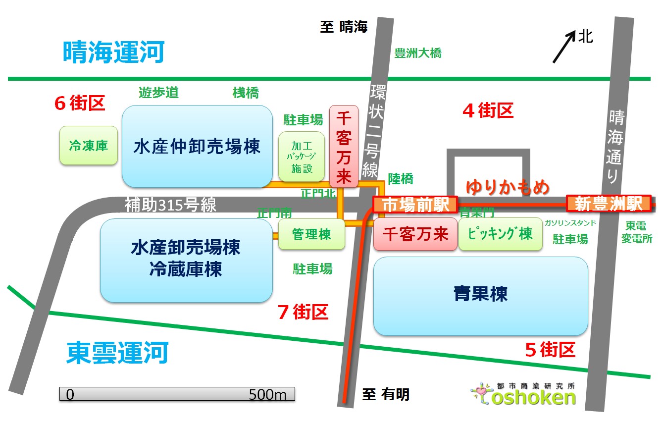 市場前駅周辺の概略図