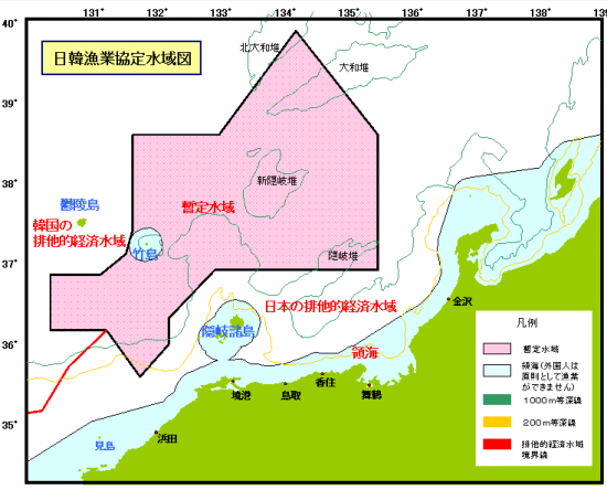 日韓漁業協定水域図