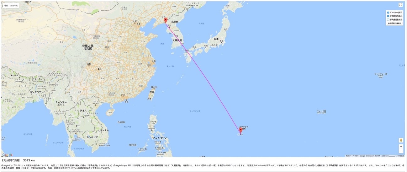 萩・秋田配備イージス・アショアと、迎撃対象の火星14号と火星10号（ムスダン）の軌道