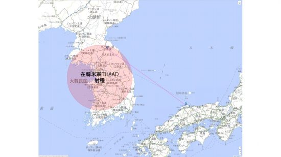 島根原子力発電所へのSRBMの軌道