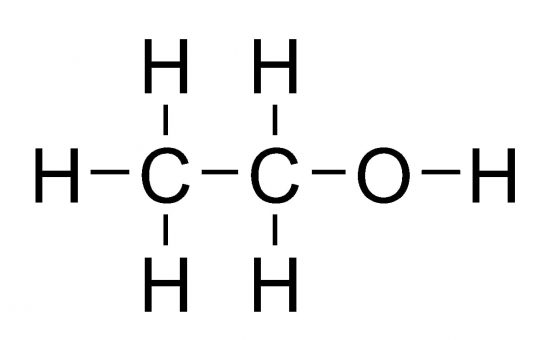 エチルアルコール(エタノール)の構造式