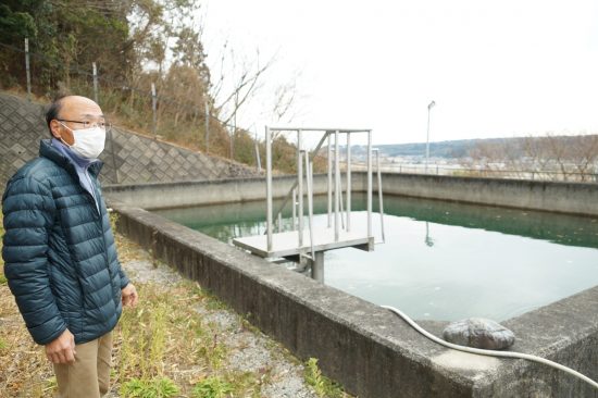 周辺一帯への農地に供給するための水槽。ちょっとしたプールくらいの大きさがある。これも100％が大井川の水だ。