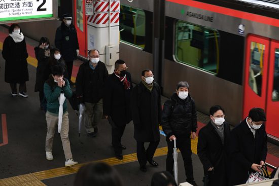 Morning Commuters Inside A Train Station as Tokyo Region Extends State of Emergency