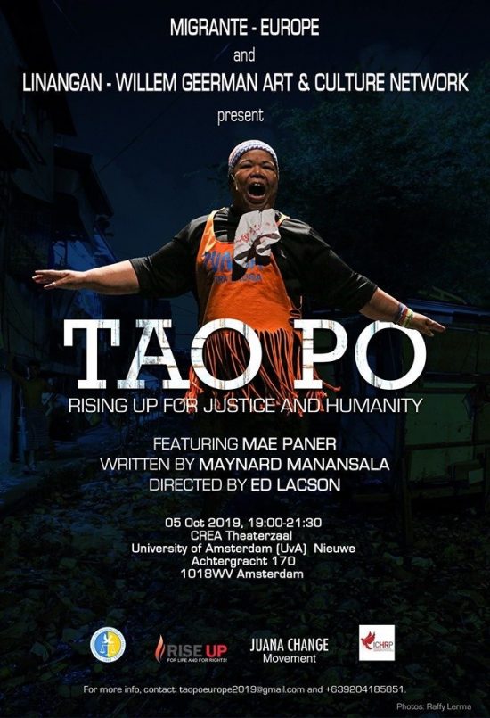 人権団体TAO POがモノローグ劇を開催