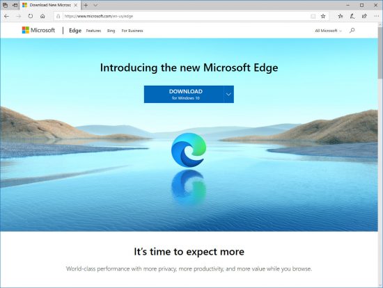 Microsoft新Edgeのダウンロードサイト