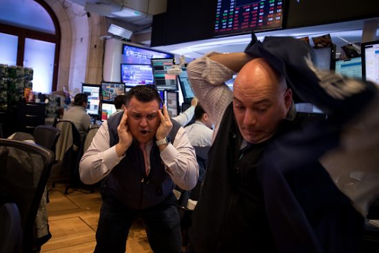 Traders On The Floor Of The NYSE As Trump's Speech Spooks Investors